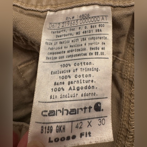 Men’s Carhart pants size 42x30 Loose fit Carpenter work blue collar construction - Picture 5 of 9